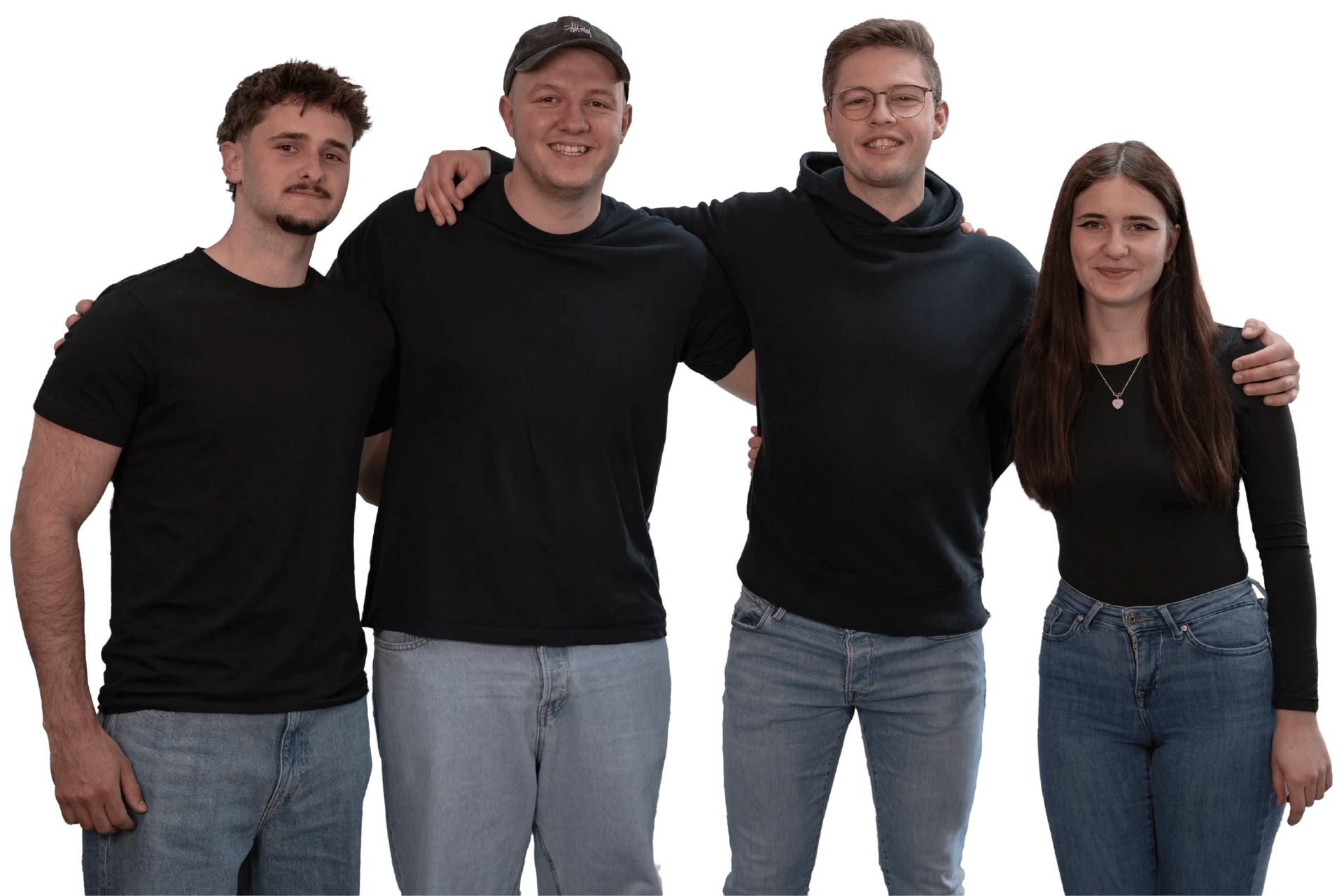 Das GoDigital24-Team – vier Mitarbeiter im Gruppenfoto