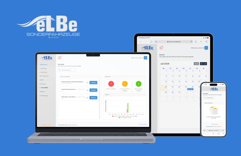 eLBe Service-App – Individuelle Web-App für Servicefall-Management bei Sonderfahrzeugen.