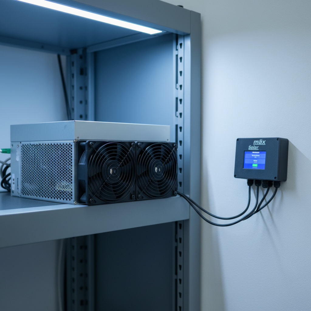 Steuerungseinheit verbunden mit dem Bitcoin-Miner